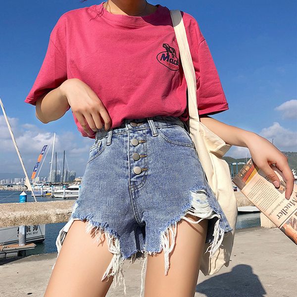 

blackday woman jeans shorts clothes ripped high waisted 2020 summer streetwear baggy wide leg vintage fashion the new blue harajuku pants