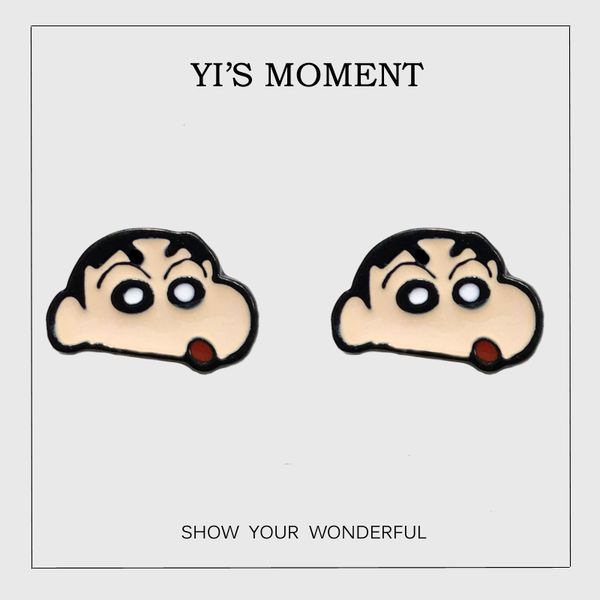 

2020 new model birthday gift enamel animal jewelry lovely crayon shin-chan earrings women earing for kids, Golden;silver