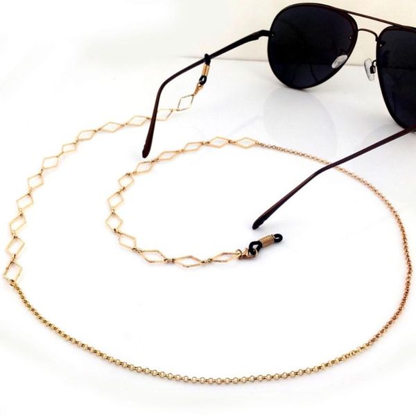

gold silver color rhombus chain eyeglasses metal neck cord strap chain sunglasses reading glasses eyewear accessories anti-slip