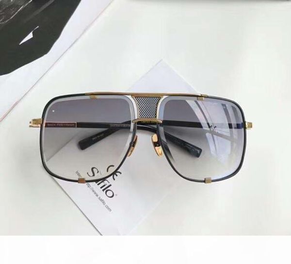 

men square 2087 sunglasses gold black frame grey gradient lens sonnenbrille luxury designer sunglasses gafas de sol new with box, White;black
