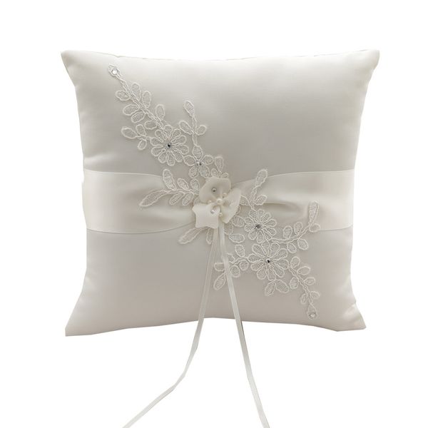 

satin ribbon applique flower bearer party romantic ring pillow wedding ceremony