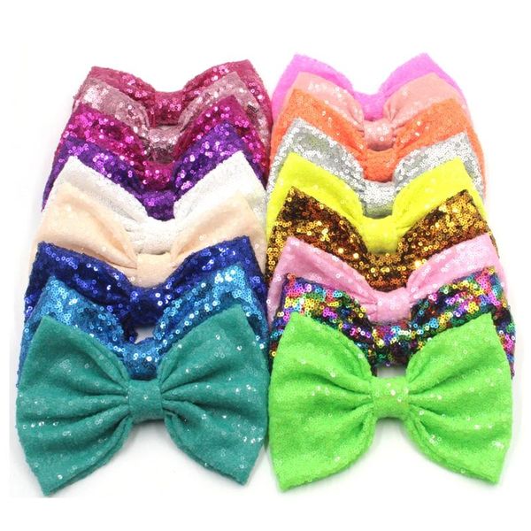 

10pcs/lot 7" super big messy sequin bows for children headband hair bow with without hair clips hair accessories for baby girls, Silver