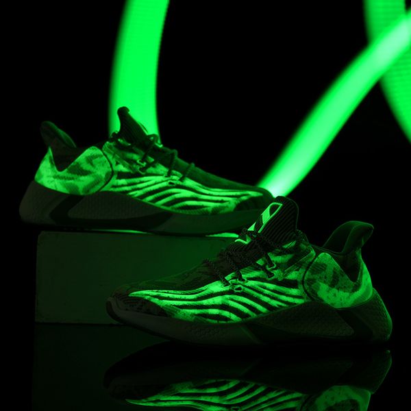 

four seasons noctilucous style men casual shoes glow in the dark brand lace-up male sneakers lightweight fashion trend, Black
