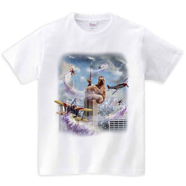 

giant sloth lay siege on manhattan new york city men women kids short sleeve tee shirt printstartee graphic japan gift for him