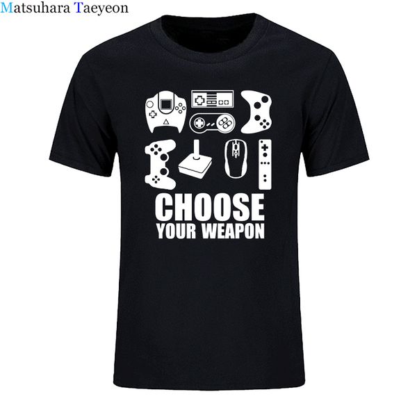 

men's t-shirt new summer choose your weapon gamer t shirt video game controller tee cotton short sleeve tshirt clothing