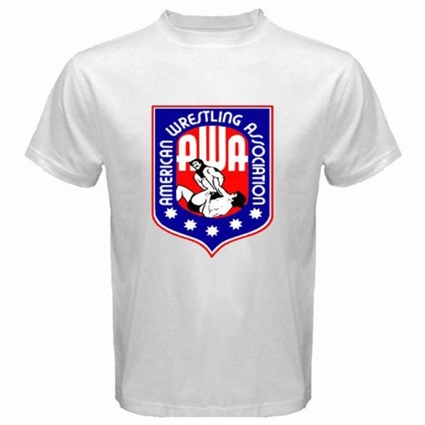 

New Awa American Wrestling Association mens white T shirt