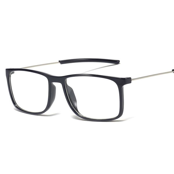 

men's casual tr90 lightweight large frame glasses frame ultra high full optical glasses anti-blue prescription, Black