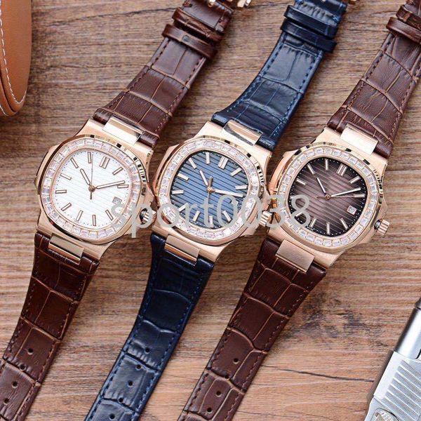 

new nautilus swiss series automatic mechanical watch men's belt watch swiss import machine business watch, Slivery;brown