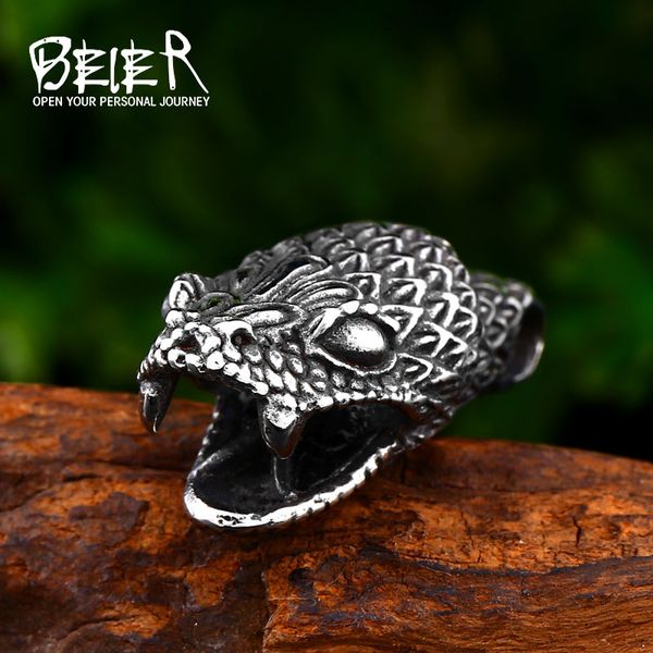 

beier stainless steel fierce crocodile head animal pendant necklace wallet connector charm chain fashion gift jewelry bp8-426, Silver