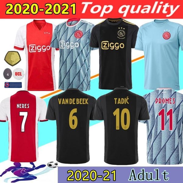 

2020 2021 ajax amsterdam fc home away soccer jerseys 20/21 promes tadic neres ziyech van beek ajax third football training shirt, Black