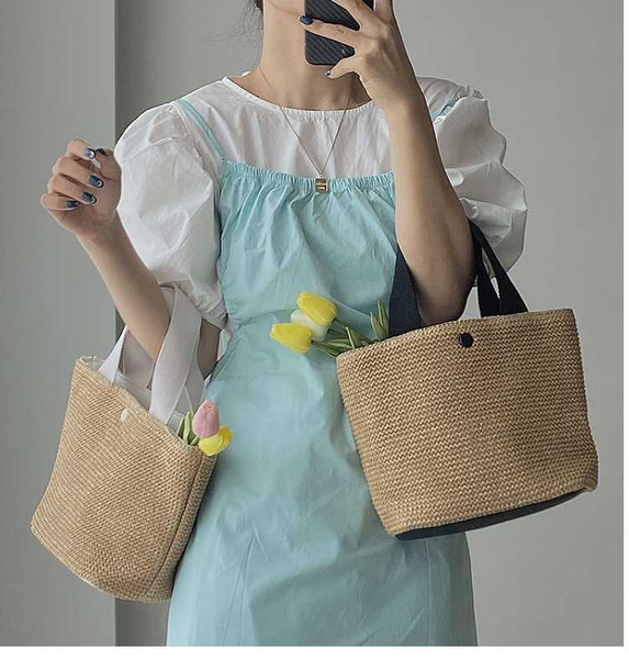 

fashion women bag large straw one shoulder girl handbag summer female vintage bag leisure seabeach travel koo09