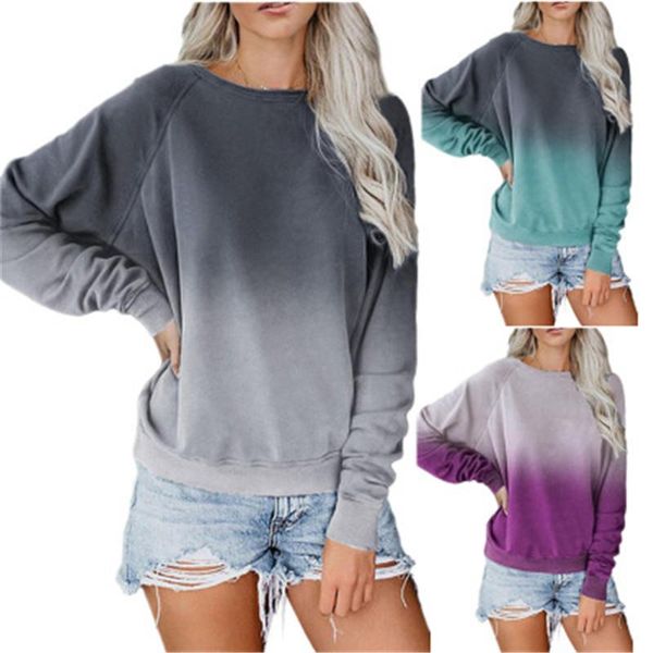 

gradient long sleeve womens sweatshirts fashion trend loose casual street styles sweatshirts designer new female sports clothes, Black