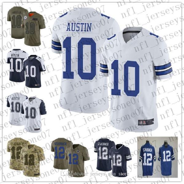 

2020 пользовательские мужские женские молодежи даллас ковбои 10 тавон остин 12 roger staubach синего футбола сотого сезона vapor limited дже, Black