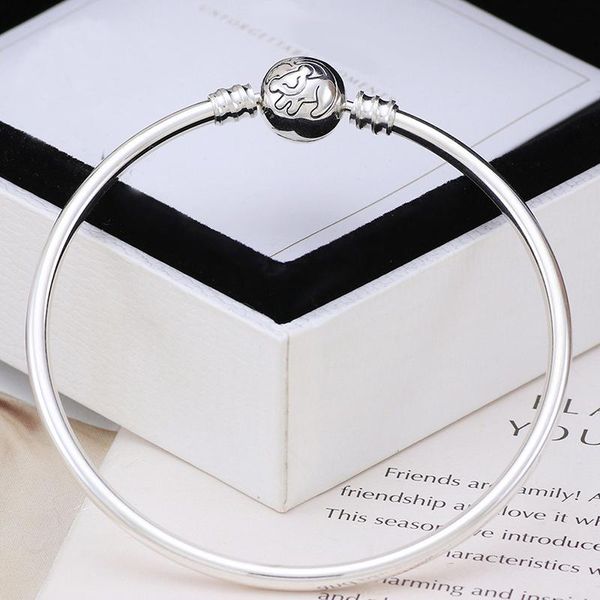 

real 925 sterling silver new lion king simba lettering basic bracelet fit european charm bracelets women jewelry, Golden;silver