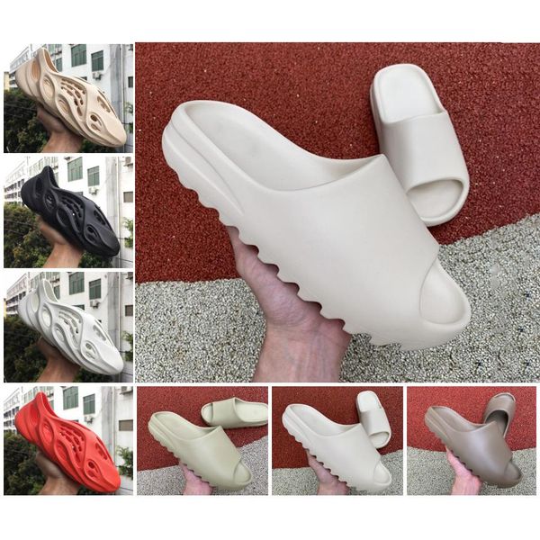 

kanye west slipper men women bone earth brown desert sand slide resin stylist shoes sandals triple black foam runner size 5-11