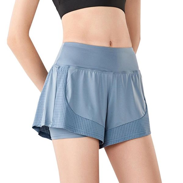 

gym clothing women running workout shorts with liner 2 in 1 athletic sport quick dry elastic wasit h7jp, White;black