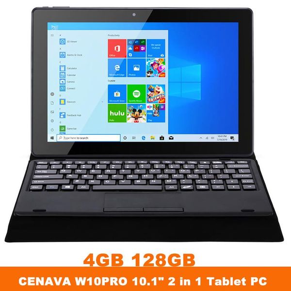 

cenava 10.1" tablet pc interl celeron n3350 4gb 128gb touch screen 1280*800 2 in 1win10 wifi bt4.0 notebook lapwith keyboard