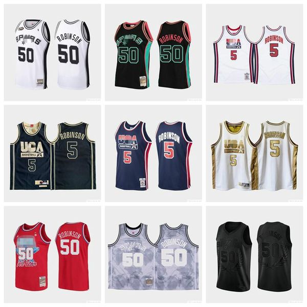 

men san antonio spurs david robinson 50 mitchell & ness 1998-1999 authentic cloudy skies swingman jersey, Black