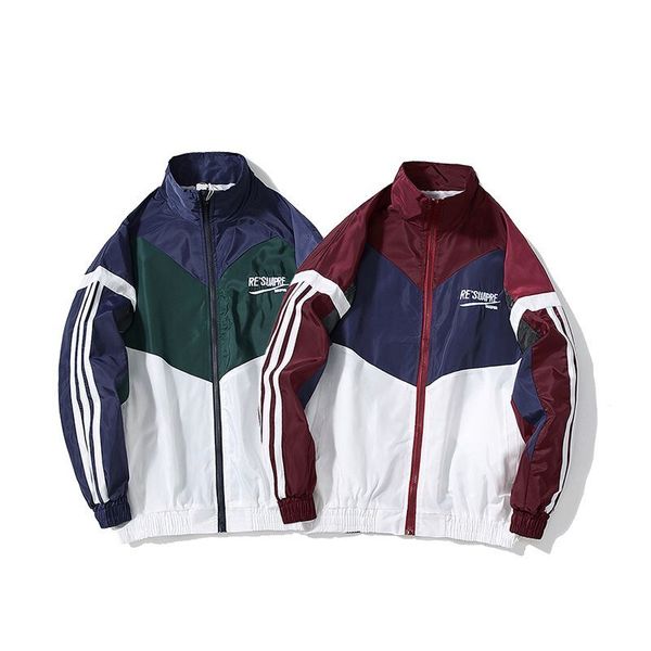 

2020 autumn winter european and american fashion men's jacket retro contrast color men's and women's sports coat loose stand, Black;brown