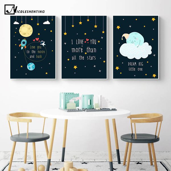 

rocky space nursery quotes child poster canvas art decorative print wall painting decoration picture nordic kid baby room decor