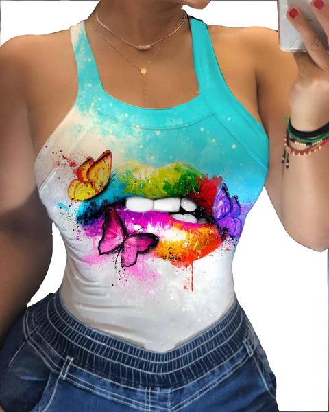 

2020 женская camis футболка для лета рукавов жилет тройники повседневный sexy women баки мода печатные футболки размер s-4xl, White