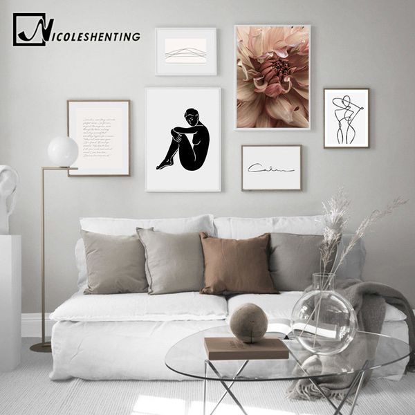 

flower abstract art canvas poster nordic wall painting print minimalist decoration picture living room scandinavian home decor