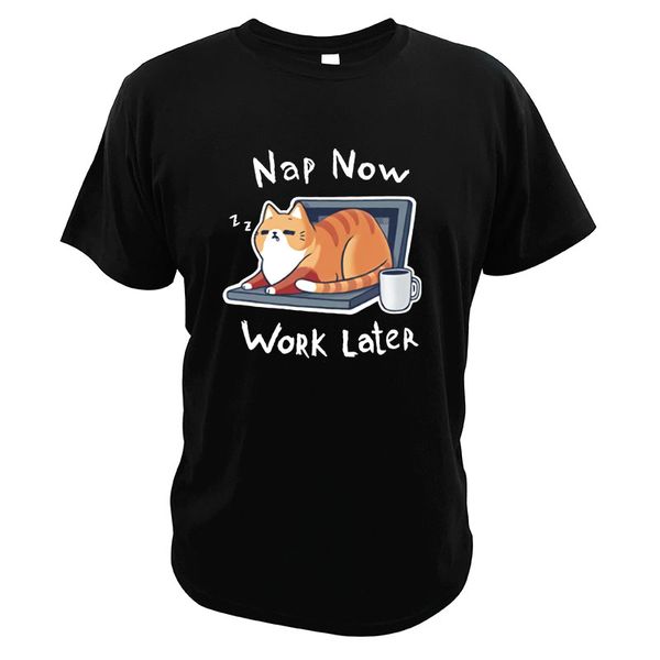 

priorities cat t shirt nap now work later procrastinar humor lazy cute cats animals funny eu size t-shirt