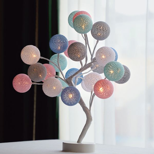 

factory direct new cotton ball tree light rose tree light table lamp room bedroom decorative light night 2