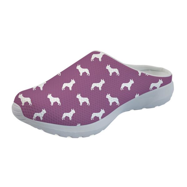 

thikin fashion women mesh sandals boston terrier print cartoon summer beach slippers casual women's house flats lightweight, Black