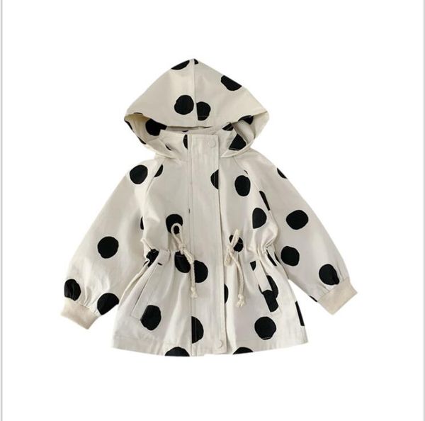 

малыш девушки куртка весна ребёнка beige dots с капюшоном симпатичных пальто дети topoutwear, Blue;gray