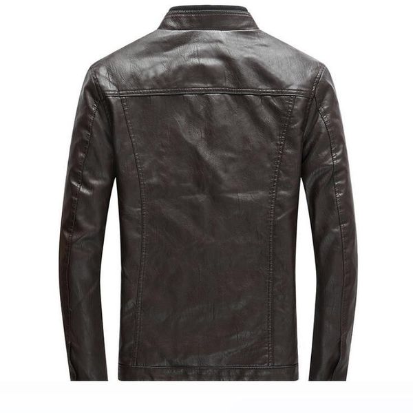 

spring autumn mens pu leather jackets stand collar coats male motorcycle slim outerwear mens clothing, Black;brown