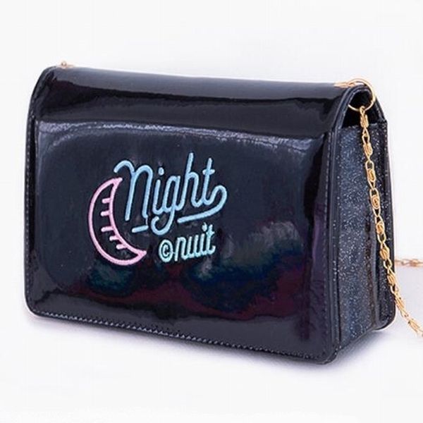 

embroidery moon women messenger bag cool mini box purse holograms leather girl shoulder bag mini clutch party