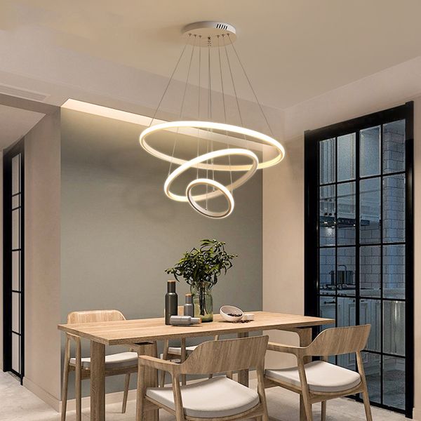 Led Avize Modern 3/4/5 Halkalar Çember Hanginglamp Beyaz / Siyah / Kahve Salon Mutfak Avize Aydınlatma Yemek