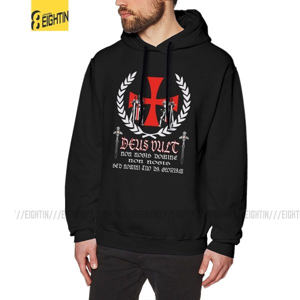 

knights templar deus vult men sweatshirt pure cotton cool hoodie new arrival hoodie shirt, Black
