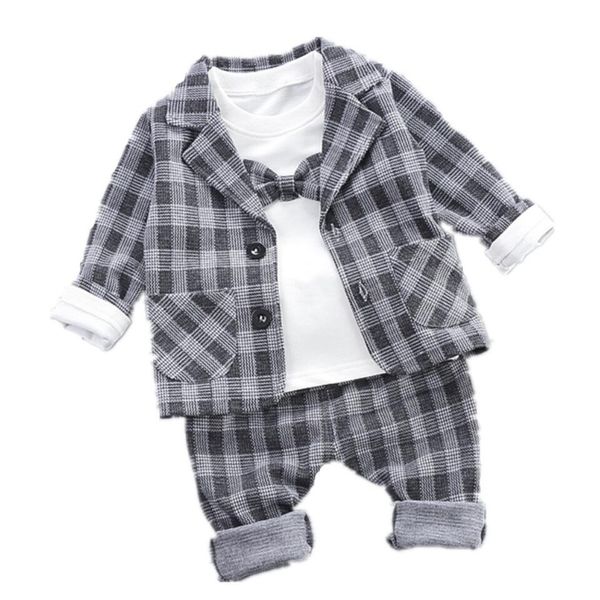 

children clothing long sleeve baby boy's wedding party clothes t-shirts+coat+pants 3pcs business suit for boys new years costume kg-2, White