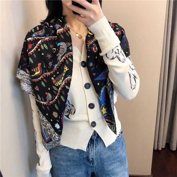 

2020 new graffiti spring and autumn scarf women shawl women, Blue;gray