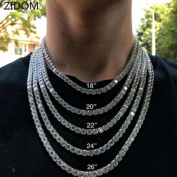 

men/women hip hop iced out bling tennis chain necklace 3mm 4mm 5mm tennis chains necklaces hiphop jewelry fashion, Silver