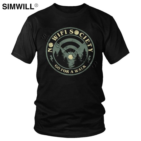 

cool outdoors no wifi society t shirt men cotton tee summer short sleeved go for walk love camping t-shirt streetwear gift