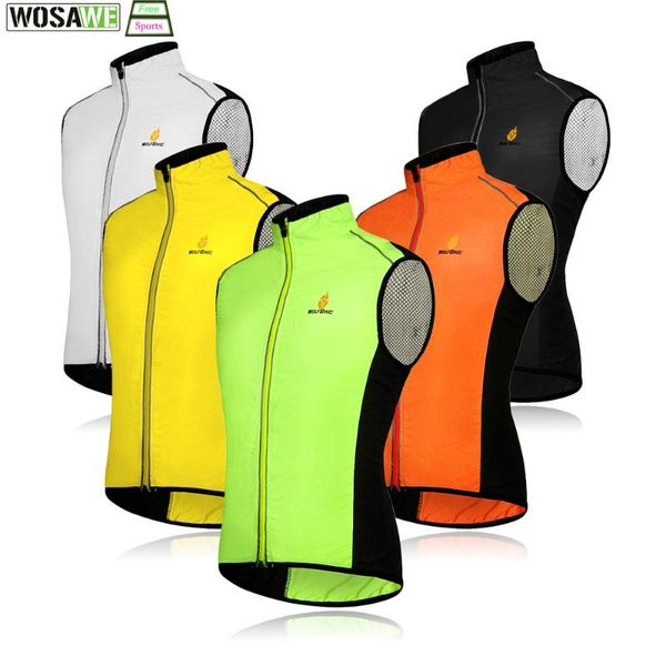 

wosawe windproof cycling sleeveless vest bicycle jerseys wind coat waterproof bike reflective vest men women sports outwear, Black;red