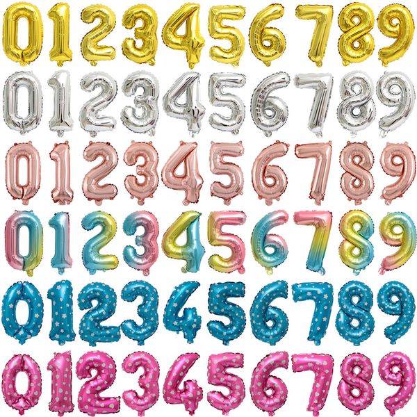 

wholesale 16 inch number balloons 50pcs/lot 0-9 numbers aluminium foil balloons birthday & wedding party decorations