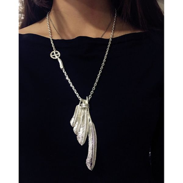 

925 sterling silver necklace 4mm thick heavy vintage feathers eagle pendant chains necklace christmas gifts