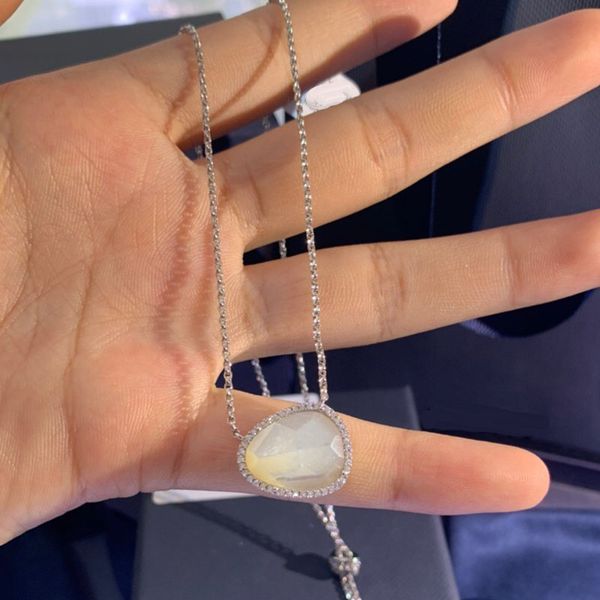 

umgodly fashion necklace silver color white shell geometric pendant paved cubic zirconia for women brand jewelry
