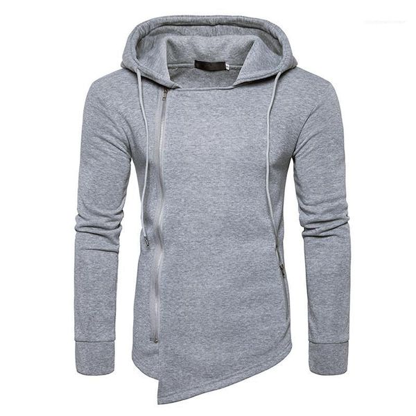 

zipper long sleeve casual mens designer sweatshirts solid color slim spring mens hoodies irregular hooded autumn mens hoodies side, Black
