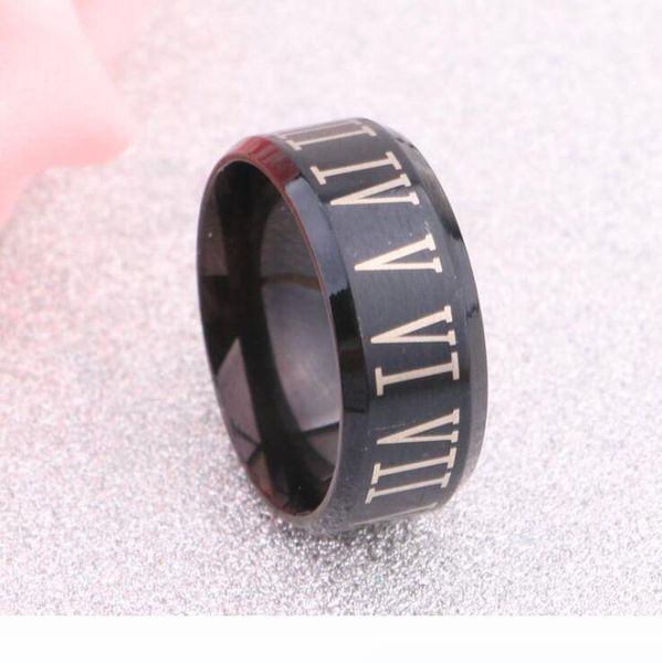 

black titanium rome digital band rings 2019 fashion male men finger rings, Silver