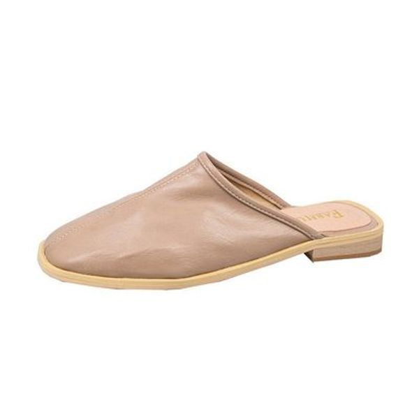 

2020 summer new fashion muller shoes square head wild casual flat bottom large size sandals and slippers, Black