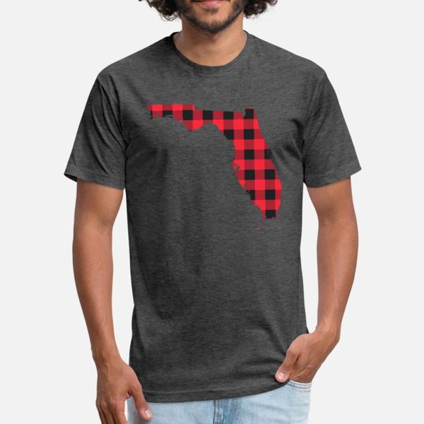 

red and black checkered florida map t shirt men personalized cotton euro size s-3xl male cute new style summer style trend shirt
