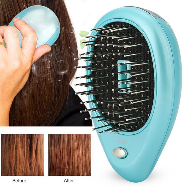 

portable electric mini massage comb ionic hairbrush promote blood circulation head massage tool pink blue tslm1, Silver
