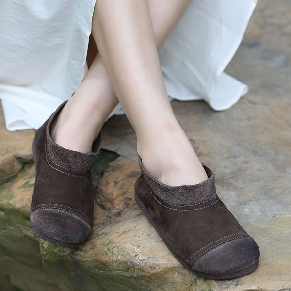 

vallu осень / зима 2020 новые кожаные сапоги женщин круглый носок короткие сапоги случайные, Black