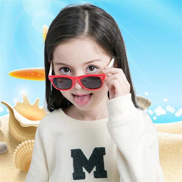 

2019 new silicone children's polarized sunglasses square boys and girls uv400 brand design soft safety sunglasses