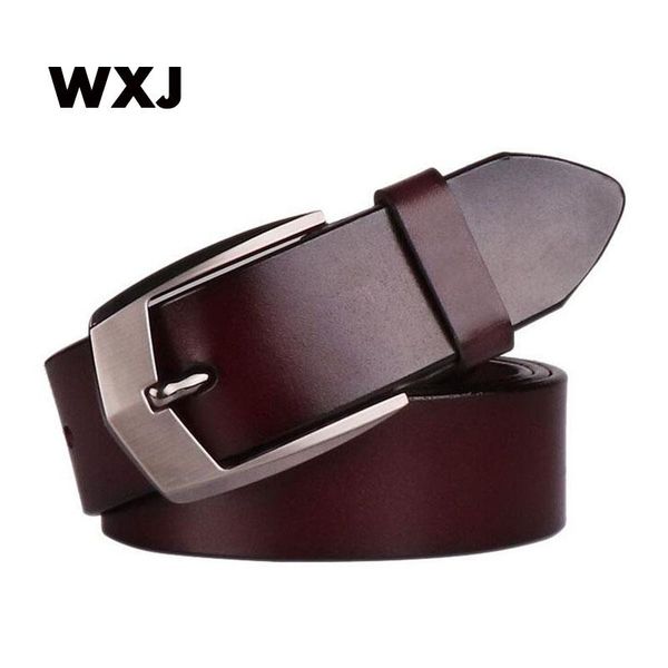 

wxj male belt for mens cow genuine leather belts 2017 strap fashion new jeans pin buckle wl035, Black;brown